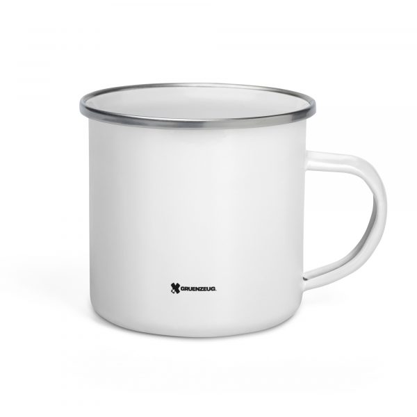 Emaille-Tasse "In Thrust We Trust"